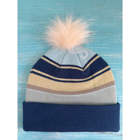 Home Free Beanie Blue Striped Idaho Winter Hat - Picture 2 of 3